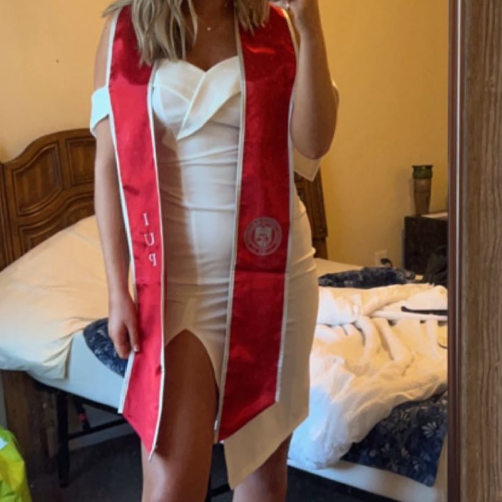 WHITE BODYCON OFF THE SHOULDER DRESS! Worn once! Perfect for graduation!